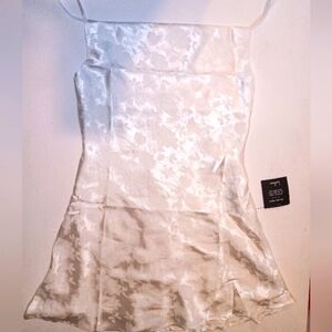 Lulus Satin Jacquard Cowl Slip Dress